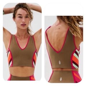 Free People Movement Never Better Color Block Crop Tank Size Medium NWT